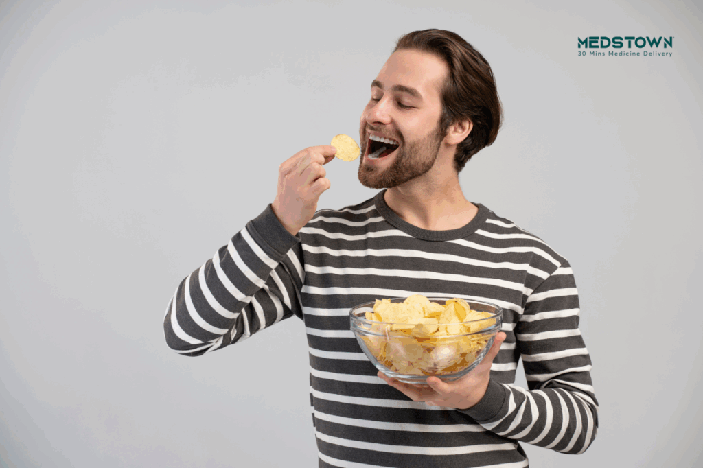men eating Potato Chips - medstown