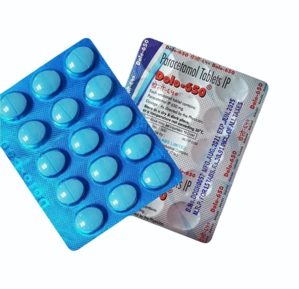 DOLO 650 tablets for fever and pain relief – paracetamol medicine for fast relief from headache, body ache, and cold symptoms