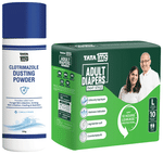 Combo Pack of Tata 1mg Adult Diaper Pant Style Large (10) & Tata 1mg Antifungal Dusting Powder (100gm)