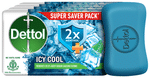 Dettol Icy Cool Bathing Soap Bar with 2X Menthol (125gm Each)