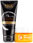 Combo Pack of VLCC Charcoal Peel Off Mask 7X Ultra Whitening & Brightening (100gm) & Vitamin C Day Cream SPF30 (50gm)