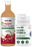 Combo Pack of Tata 1mg Organic Apple Cider Vinegar (500ml) & Calcium + Vitamin D3 Advanced Tablets (60)