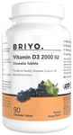 Briyo Vitamin D3 2000IU Chewable Tablet Promotes Calcium Absorption, Bone Health, Muscle Strength, and Immunity Natural Grape