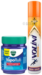 Combo Pack of Volini for sprain, muscle and joint pain Spray (100gm) & Vicks Vaporub (50gm)