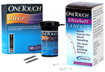 Combo Pack of One Touch Ultra Test Strip (50) & 2 Box of Ultrasoft Lancet (25 Each)