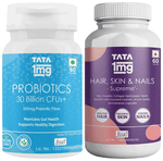 Combo Pack of Tata 1mg Hair, Skin & Nails Supreme Capsule & Probiotics 30 Billion CFUs+ Capsule (60 Each)