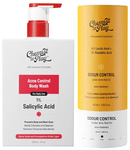 Chemist At Play Combo Pack of 1% Salicylic Acid Acne Control Body Wash (236ml) & 4% Lactic Acid & 1% Mandelic Acid Odour Control Underarm Roll On Aqua Fragrance (40ml)