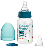 BeeBaby 2 in 1 Advance+ Baby Feeding Bottle with Anti-Colic Silicone Nipple & Silicone Sippy Spout 4 months+ Blue
