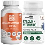 Combo Pack of Tata 1mg Salmon Omega 3 Fish Oil Capsule & Calcium + Vitamin D3 Advanced Tablets (60 Each)