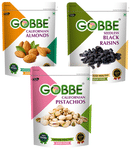 Combo Pack of Gobbe Californian Almonds, Seedless Black Raisins, Californian Pistachios (200gm Each)