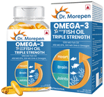 Dr. Morepen Triple Strength Omega 3 Fish Oil 1250mg Softgel with Vitamin E | For Heart & Brain Function | Bone, Joint & Muscle Care
