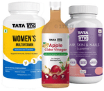 Combo Pack of Tata 1mg Women's Multivitamin Tablet (60), Hair, Skin & Nails Supreme Capsule (60) and Organic Apple Cider Vinegar (500ml)