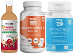 Combo Pack of Tata 1mg Salmon Omega 3 Fish Oil Capsule (60),Organic Apple Cider Vinegar (500ml) & Probiotics 30 Billion CFUs+ Capsule (60)