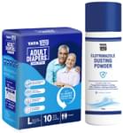 Combo Pack of Tata 1mg Adult Diaper Tape Style Large (10) & Tata 1mg Antifungal Dusting Powder (100gm)