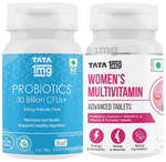 Combo Pack of Tata 1mg Women's Multivitamin Advanced Tablet & Probiotics 30 Billion CFUs+ Capsule (60 Each)