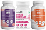 Combo Pack of Tata 1mg Women's Multivitamin Advanced Tablet(60) , Salmon Omega 3 Fish Oil Capsule(60) & Hair, Skin & Nails Supreme Capsule(60)