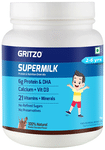 Gritzo SuperMilk for Active Kids, Protein Powder for Kids, High Protein (6 g), DHA, Calcium + D3, 21 Nutrients, No Refined Sugar, 100% Natural Double Chocolate Flavour 2-6 Yrs Powder