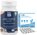 Combo Pack of Tata 1mg Milk Thistle Veg Capsule (60) & Tata 1mg Calcium 500mg & Vitamin D3 250IU Tablet (15)