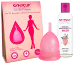 Gynocup Combo Pack of Natural Menstrual Cup Wash 100ml & Reusable Menstrual Cup for Women Large Pink