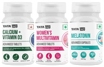 Combo Pack of Tata 1mg Women's Multivitamin Advanced Tablet (60),Calcium + Vitamin D3 Advanced Tablet (60) &  Melatonin 10mg Advanced Capsule (30)