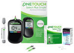 Combo Pack of OneTouch Select Plus Simple Glucometer with 10 Free Strips Black, OneTouch Select Plus Test Strip Green (25) & OneTouch Ultrasoft Lancets (25)