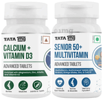 Combo Pack of Tata 1mg Senior 50+ Multivitamin Advanced Tablets & Calcium + Vitamin D3 Advanced Tablets (60 Each)