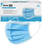 3 Ply Surgical Mask with Meltblown Filter and Nose Pin 50 Mask Black | by Tata 1mg Light Blue