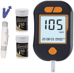 Control D BGM5S100 Blood Glucose Monitoring System with Lancet (10) & Strip (100) Black Orange