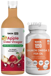 Combo Pack of Tata 1mg Salmon Omega 3 Fish Oil Capsule (60) & Organic Apple Cider Vinegar (500ml)