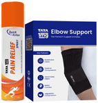 Combo Pack of Tata 1mg Elbow Support Large & Tata 1mg Pain Relief Spray (100gm)