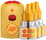 Good Knight Gold Flash Liquid Vapourizer with 3 Gold Flash Refills (45ml Each)