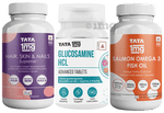 Combo Pack of Tata 1mg Glucosamine HCL1500 mg Advanced Tablet (60) ,Salmon Omega 3 Fish Oil A dvanced Capsule (30) & Hair, Skin & Nails Supreme Capsule(60)