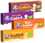 Bebe Burp Combo Pack of 8M+ Cookies (150gm Each) Whole Wheat & Banana, Ragi, Oats & Raisins and Choco Multigrain