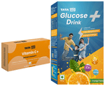 Combo Pack of Tata 1mg Vitamin C with Vitamin D3, Zinc and Amla Extract Chewable Veg Tablet (30) & Tata 1mg Glucose + Drink for Instant Energy Orange (500gm)