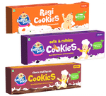 Bebe Burp Combo Pack of 8M+ Cookies (150gm Each) Oats & Raisins, Ragi And Choco Multigrain