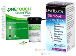 Combo Pack of One Touch 2 Box of Select Plus Test Strip (50 Each) & 4 Box of Ultrasoft Lancet (25 Each)