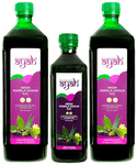 Ayah Combo Pack of Neem Karela Jamun Ras (1000ml Each & 500ml Each)