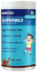 Gritzo SuperMilk for Active Kids, Protein Powder for Kids, High Protein (6 g), DHA, Calcium + D3, 21 Nutrients, No Refined Sugar, 100% Natural Double Chocolate Flavour 2-6 Yrs