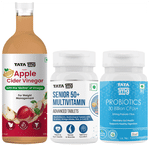 Combo Pack of Tata 1mg Senior 50+ Multivitamin & Multimineral Advanced Tablet (60),Organic Apple Cider Vinegar (500ml) & Probiotics 30 Billion CFUs+ Capsule(60)
