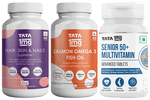 Combo Pack of Tata 1mg Senior 50+ Multivitamin & Multimineral Advanced Tablet (60), Salmon Omega 3 Fish Oil Capsule (60) & Hair, Skin & Nails Supreme Capsule (60)