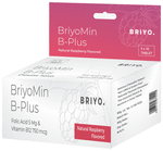 Briyomin B Plus 5 mg Folic Acid & 750 mcg Vitamin B12 Raspberry Chewable Tablets for Optimal Health (10 Each) Natural Raspberry