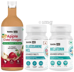 Combo Pack of Tata 1mg Glucosamine HCL 1500 mg Advanced Tablet (60), Melatonin 10mg Advanced Capsule (30) & Organic Apple Cider Vinegar (30)