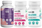 Combo Pack of Tata 1mg Women's Multivitamin Advanced Tablet (60),Melatonin 10mg Advanced Capsule (30) & Hair, Skin & Nails Supreme Capsule (60)