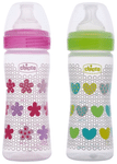 Chicco Bipack WellBeing Feeding Bottle Pink and Green Pack of 2