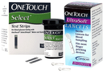 Combo Pack of 2 Box of One Touch Select Test Strip (50 Each) & 4 Box of Ultrasoft Lancet (25 Each)