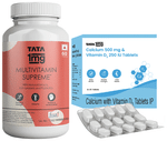 Combo Pack of Tata 1mg Multivitamin Supreme, Zinc, Calcium and Vitamin D Capsule (60) & Tata 1mg Calcium 500mg & Vitamin D3 250IU Tablet (15)