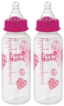 BeeBaby Basic Slim Neck Baby Feeding Bottle with Premium Anti - Colic Comfort Silicone Nippl 8 Months + (250ml Each) Pink