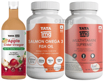 Combo Pack of Tata 1mg Multivitamin Supreme Capsule (60),Salmon Omega 3 Fish Oil Capsule (60) & Organic Apple Cider Vinegar (500ml)