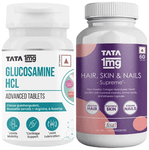 Combo Pack of Tata 1mg Glucosamine HCL Advanced Tablets & Hair, Skin & Nails Supreme Capsule (60 Each)