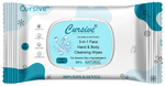 Cursive 3 in 1 Face Hand & Body Cleansing Wipes Cool Water